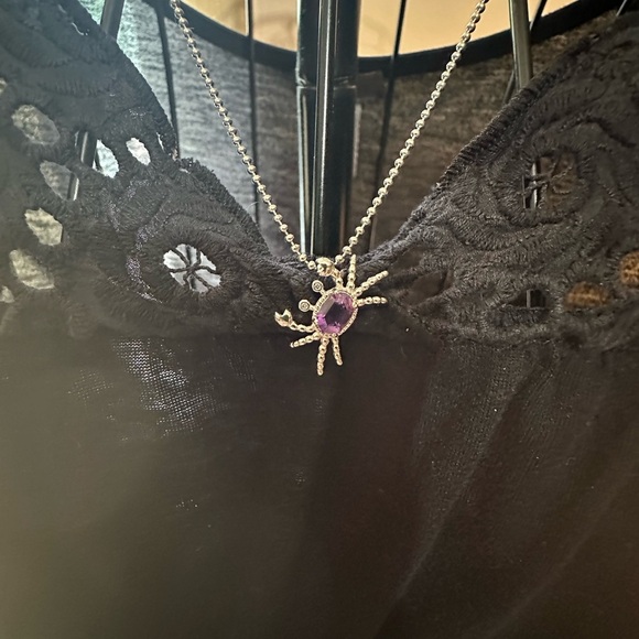 Adorable Silver 925 and Amethyst Crab Pendant Necklace on Stainless Steel Chain - Picture 13 of 13